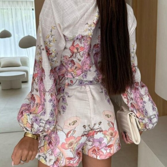 Lilly Printed Long Sleeve Shirt and Shorts Set - Picture 5 of 6